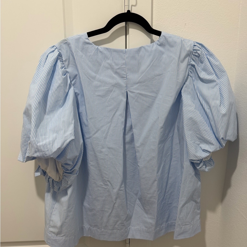 kate spade X Target Stripe Puff Sleeve Blouse in Blue and White - Picture 8 of 8